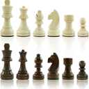 LEAP Wooden Chess Pieces Weighted 3.6 Inches King Height 32 Chessmen Great for Chess Board with 2 Extra Queens