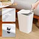 Yieach 12L White Slim Bathroom Trash Can with Lid,3.17 Gallon Pet/Dog Proof Kitchen Trash Can,Rectangle Thin Garbage Can,Covered Waste Basket,Narrow Small Plastic Trashcan for Room,Bedroom,Office,1PCS