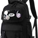 Girls Rolling Backpack Elementary School Bag with Wheels, Trolley Bags for Kids Roller Backpack for Girls Boys (Black-6 Wheels)