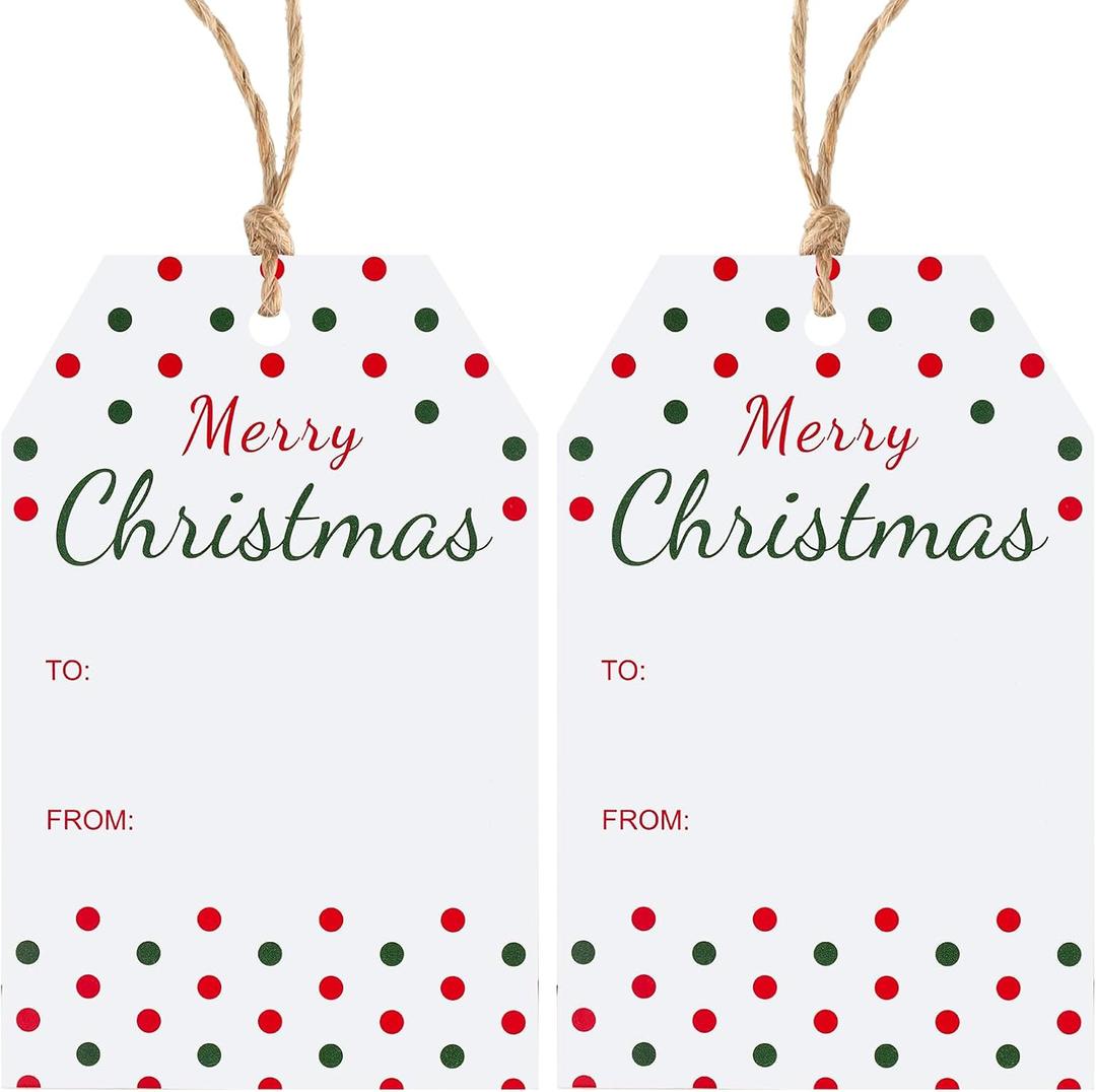 Christmas Gift Tags with String 50 Pcs Merry Christmas Design Tags Xmas Holiday to from Name Tag Paper Gift Hang Label Tag for Christmas Decorations DIY Crafts Xmas Present