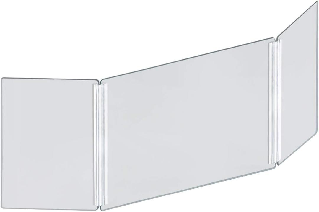 Azar Displays Tri-Fold Protective Sneeze Guard for Counter and Desk - Portable Plexiglass Barrier - Acrylic Desk Shield with side wing panels. Plastic Shield for Desk, 46 in x 18 in (Pack of 1)