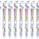 Tbestmax 12 Multicolor Ballpoint Pen Retractable Gel Pen Unicorn Shuttle Pens Liquid Ink Pens Set Pen Supplies Office Gifts 6-Color-In-1