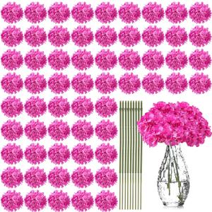Yunsailing 100 Pcs Artificial Hydrangea Flowers Hydrangea Flower Heads with Stems Silk Faux Hydrangea Flowers for Wedding Centerpiece Fake Bouquet Home Indoor Garden Party Decoration (Pink Purple)