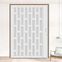 72X79in Frosted Acrylic Glass PVC Accordion Folding Door for Closet,Multifold Interior Door with Installation Hardware,Includes Handle and Latch,White Beech