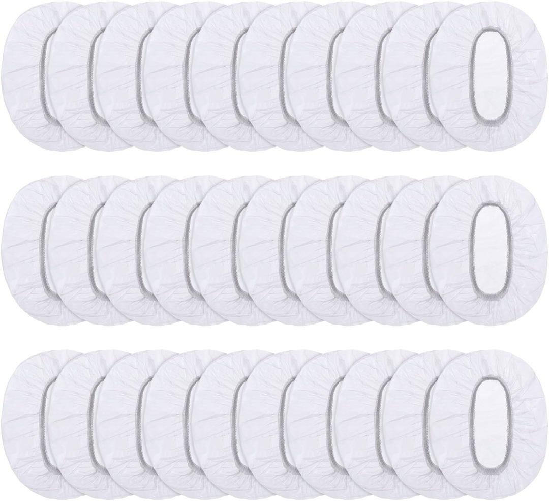 Outus 100 Pack Clear Disposable Ear Protectors Waterproof Ear Covers for Hair Dye, Shower, Bathing