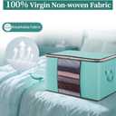90L Clothes Blanket Storage Bags, 6 Pack Under Bed Storage Bins with Lids, Foldable Closet Organizer with Reinforced Handles for Clothing, Blanket, Comforters, Bed Sheets, Pillows and Toys, Blue