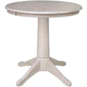 International Concepts 30" Round Top Pedestal Table-28.9" H, Washed Gray Taupe