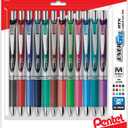 Pentel EnerGel RTX Retractable Liquid Gel Pens, (0.7mm), Assorted Colors, Ultimate Writing Pens, Best Writing Pens for Office, School and Journaling, Pack of 12