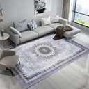 Area Rug 5x7 Washable Rug, Large Soft Rugs with Non-Slip Backing and Soft Low Pile, Vintage Gray Rug for Living Room and Bedroom