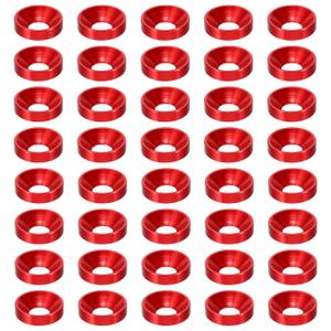 PATIKIL M4 Finish Countersunk Washer, 40pcs Anodized Aluminum Alloy Flat Cup Head Screw Gasket Bolt for Mechanical Accessories Parts DIY Models, Red