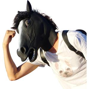 CreepyParty Horse Mask Party Dress Up Horse Head masks for adults Men Masquerade (black)