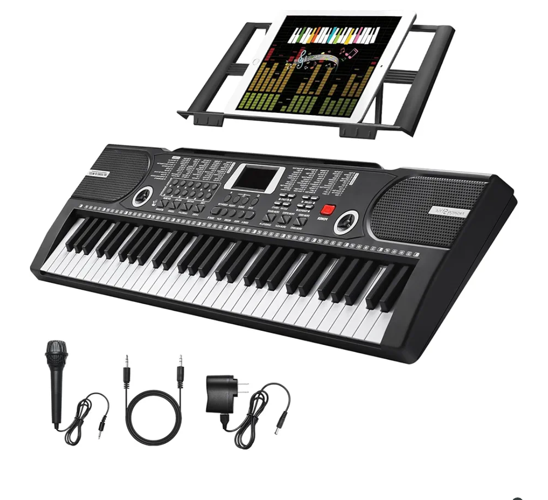 61 Key Keyboard Piano, Portable Electronic Keyboard Piano for Beginners with Speakers, Microphone, Sheet Music Stand, 100 Voices, 100 Rhythms, Digital Music Keyboard for Beginners 61 Key Keyboard Piano, Portable Electronic Keyboard Piano for Beginners with Speakers, Microphone, Sheet Music Stand, 100 Voices, 100 Rhythms, Digital Music Keyboard for Beginners