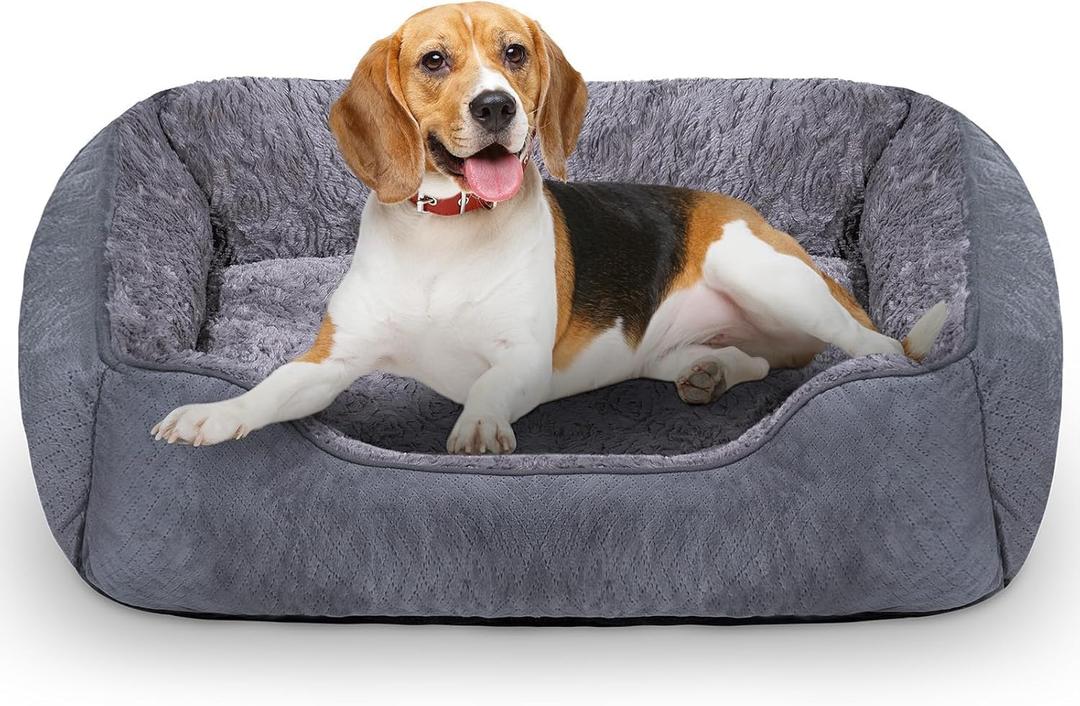 Dog Bed for Small Dogs Washable, Super Soft Durable Cat Bed, Warming Soft Calming Puppy Bed Pet Bed with Anti-Slip Bottom, Grey, 20 x 19 x 6inch