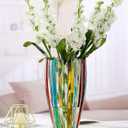 Large Colorful Glass Vase 10.6 in Tall Vase