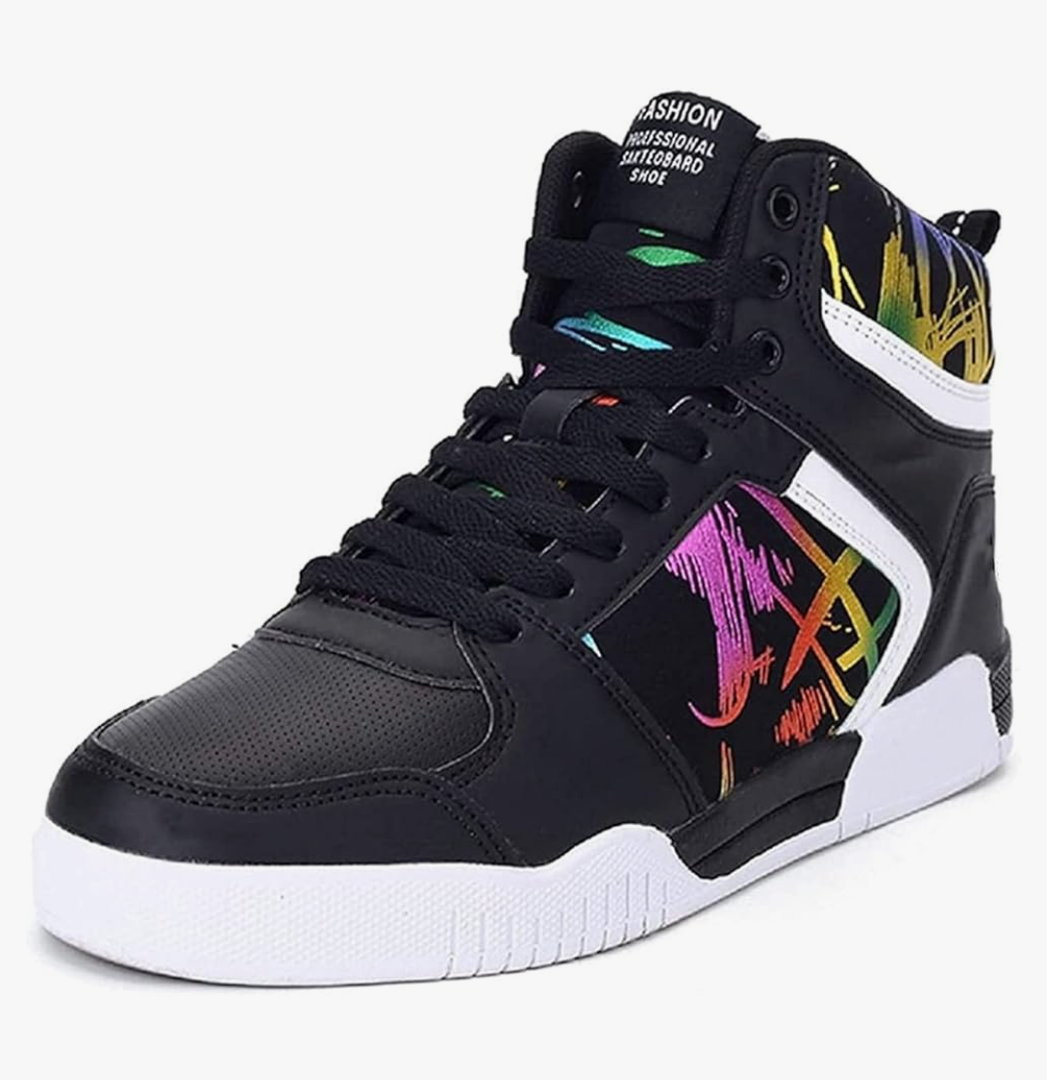 Men's Fashion Sneakers High Top Skate Shoes Stylish Casual Hip Hop Shoes, Size 8.5
