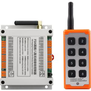DC 12V 24V 36V 8CH Wireless Remote Control Switch,Quick Connector Wire Terminal,433Mhz 10A 8 Channels Relay Remote Switch Industrial Control for Garage Door Motor Opener (DC 12V~36V/ 1 x Controller)