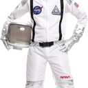 Spooktacular Creations Halloween Astronaut Costume for Kids, Unisex Astronaut Outfit, Toddler Pilot Jumpsuit for Themed Party (3T (3-4 YRS), White)