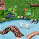 U-Zimikee 45 Pcs Resin Mini Garden Accessories - Miniature Landscape Decorations with Mini Bridge Pond Mountain House Figurines Swan Ladybug Butterfly Flower Figures Bulk for Dollhouse Garden Craft