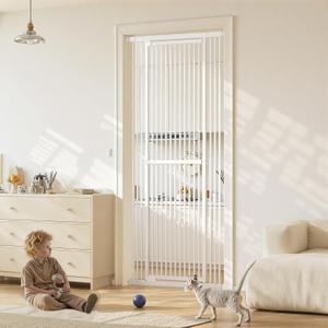 Gardner Pet 51"-87" Extra Tall Cat Gate for Doorway, Wide Adjustable 27.56"-37" Baby Gate Included 4 Extension Kits, Pressure Mounted Safety Full Door Gate for Stairs, Studio, Kitchen (White)