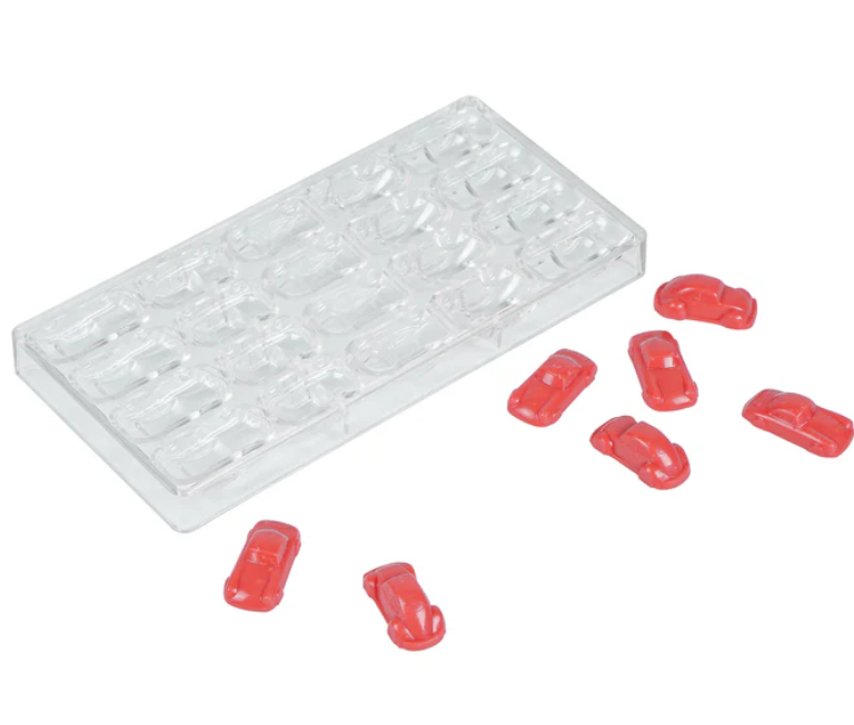Pastry Tek Polycarbonate 3D Car Candy/Chocolate Mold - 20 - Compartment - 10 Count Box