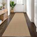 KOZYFLY Runners for Hallways 3x8 ft Washable Kitchen Runner Non Slip Rubber Backed Hall Runners Cotton Entryway Runner Rugs Floor Carpet for Indoor Backdoor Bedroom Kitchen, Tan/Orange/Brown