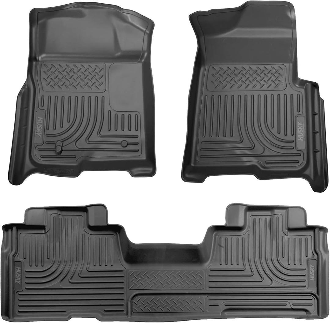 Husky Liners Weatherbeater Floor Mats | Fits 2009-2014 Ford F-150 SUPERCAB ONLY w/Out Manual Shifter (Footwell Coverage) | Front & 2nd Row, 3-pc Black - 98341