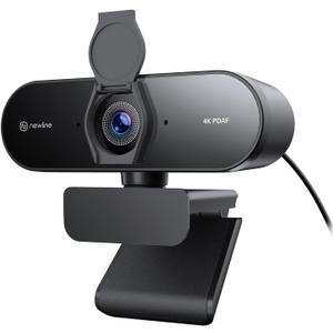 N newline 4K Webcam for PC, PDAF/CDAF Autofocus, 1080P@60FPS, 79 FOV, Auto Light Correction, 2 Noise Reduction Mics, Privacy Cover, USB-A, Streaming Camera for Skype, Teams, Online Meeting, NewEye 62