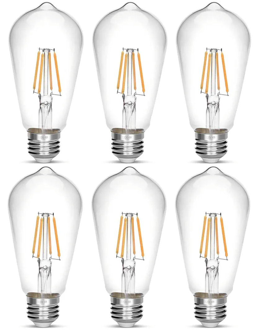 LED Edison Bulb 4W,Antique 40W Vintage Edison Bulb,E26 Light Bulb Non Dimmable Led Bulb 450 Lumens 2700K Warm White,Pack of 6