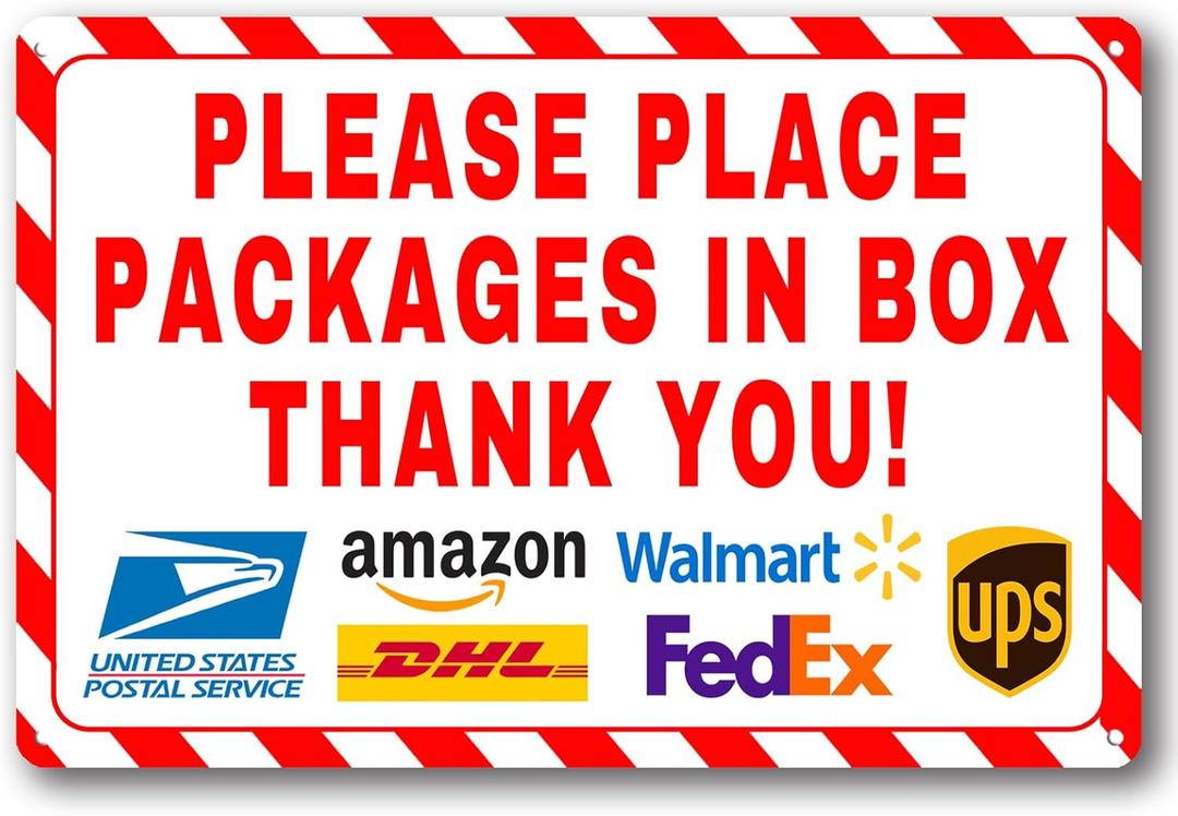 3 x Delivery Sign For Home Please Place Packages in Box Thank You Metal Sign