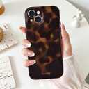 Compatible with iPhone 15 Plus Case 6.7 inch,Tortoise Shell Chic Amber Brown Print Leopard, Classic Soft TPU Protective Shockproof Case for iPhone 15 Plus