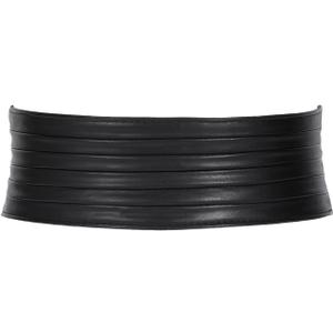 SANSTHS Women Wide Elastic Belts for Dresses Vintage Fashion Stretchy Waist Belts Ladies Cinch Belts Leather Waistband (Black)