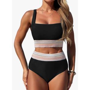 BMJL Women High Waisted Bikini Tummy Control Swimsuits Two Piece Swim Suits for Women 2025 Sporty Bathing Suit Swimwear S