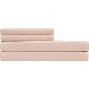 Calvin Klein Home Naturals Solid 250 TC Percale Set of 4 Sheet Set, Cal-King Size, 55% Cotton & 45% Tencel (Beechwood)