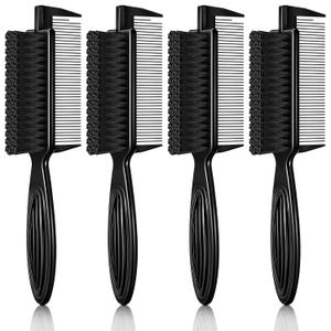 Rozer 4 Pcs Barber Fade Brush 2-in-1 Comb for Clipper Cleaning  Barber Grade Hair Brush Tool for Barbers, Stylists & Home Use