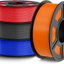 PETG Filament 1.75mm, 3D Printer Filament PETG Filament Bundle 4-Color, Strong Toughness, 4 * 1KG(1320M) Filament High Precision, Dimensional Accuracy 0.02mm, Blue+Red+Orange+Grey