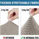 H.VERSAILTEX 4 Piece Stretch Sofa Covers for 3 Cushion Couch Covers for Living Room Furniture Slipcovers (Base Cover Plus 3 Seat Cushion Covers) Upgraded Thicker Jacquard Fabric (Sofa, Taupe)