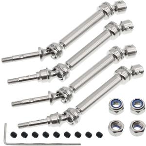 2Pairs Treehobby Steel CVD Front & Rear Drive Shaft Compatible with 1/10 Traxxas Slash 4x4 Platinum/Ultimate/VXL/Rustler 4X4 VXL/Stampede 4X4 VXL/Hoss 4X4 VXL 4WD RC Car Upgrades Parts