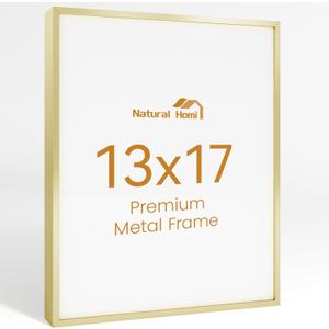 13x17 Aluminum Metal Picture Frame,Tempered Glass Gold Photo Frame 13x17 for Family Photo,Posters,Art,Document to Wall Mount Horizontally or Vertically