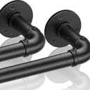 Industrial Curtain Rods for Windows 66 to 120, 2 Pack 1 Inch Heavy Duty Curtain Rods, Indoor/Outdoor Curtain Rod 72-144 Inch, Wrap Around Blackout Curtain Rod, Rustic Black Drapery Rods