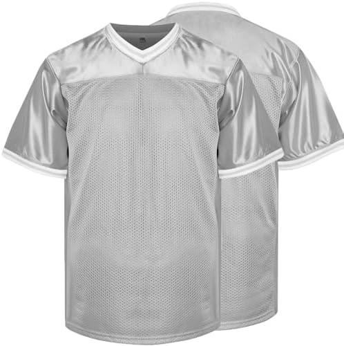 MESOSPERO Blank Practice Football Jersey Mesh Athletic Sports Football T-Shirt, Grey, XXL
