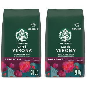 Starbucks Ground Coffee,Dark Roast Hot or Iced Coffee,Caff Verona,28 oz,(Pack of 2)
