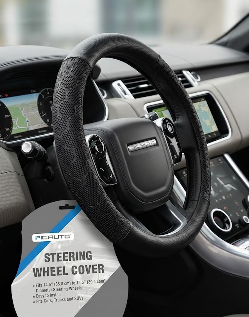 PICAUTO Steering Wheel Cover, Fits Cars, SUVs and Trucks, 14.5"-15.5"