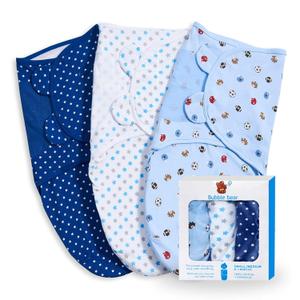 3 Pack Baby Swaddle 0-3 Months - Infant Adjustable Newborn Swaddles Blanket Baby Girl Boy, Swaddling Wrap Blanket Sleep Sack for Newborn-Blue