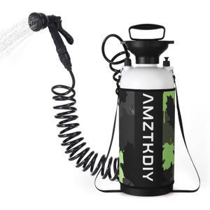 1.3 Gallon Camping Shower Tank for Hot & Cold Water, with 8 Modes Spray Head, High-Pressure Sprayer Portable Shower for Camping, Beach, RV, Gardening, Dog Bath(Lightweight, Easy Fill & Carry)