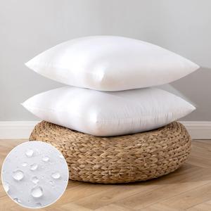 EMEMA Pack of 2 Outdoor Pillow Inserts Waterproof Throw Pillow Premium Fluffy Decorative Cushion Square Inner Soft for Patio Furniture Garden Sleeping Bed Couch Sofa Bedroom 18x18 Inch 45x45 cm