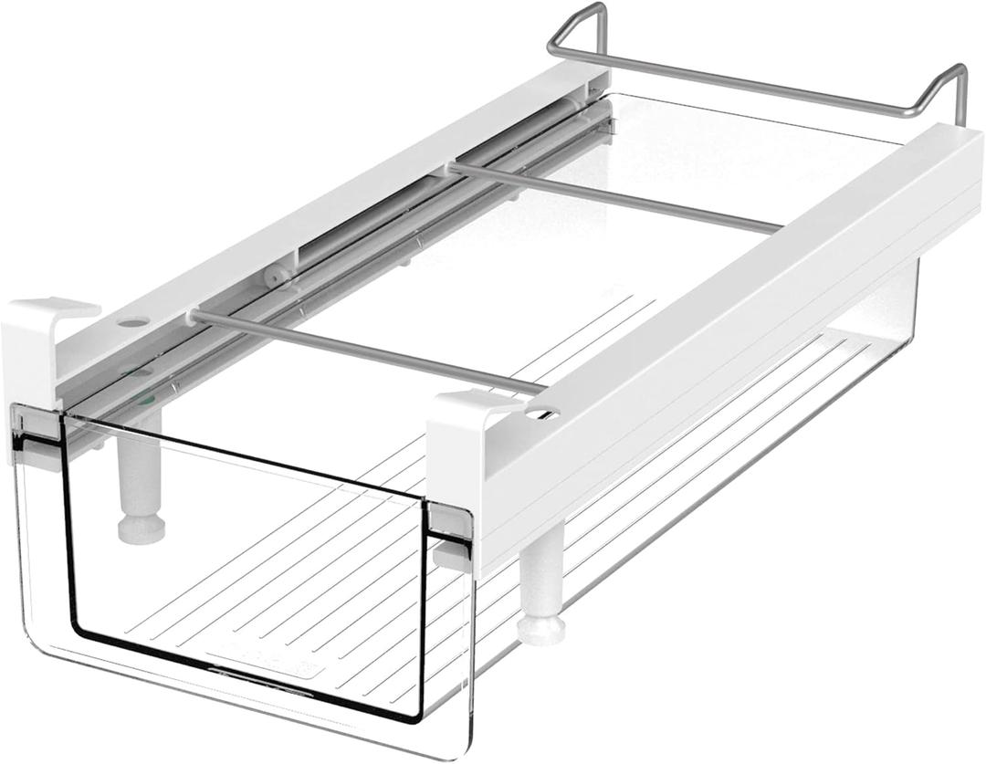 vacane Fridge Organizer Drawer, Clear Plastic Fridge Organizer Bins, Add on Refrigerator Drawer,Fridge Storage Container Under Shelf Holder for Fruit, Vegetable, Meat, Cheese, Easy to Install-M