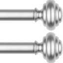 KAMANINA 2 Pack Curtain Rods for Windows 32 to 58 Inches (2.6-4.8ft) Heavy Duty Curtain Rods, 7/8 Inch Adjustable Decorative Drapery Rods Set with Modern Finials, Silver