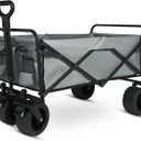 Yesker Foldable Wagon - 300lbs Collapsible Garden Carts with All Terrain Wheels for Outdoor Camping Sports Shopping Gardening - Heavy Duty Portable Utility Trolley (Gray)