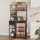 Kitchen Mini Fridge Stand with Storage with Power Outlet for Dorm