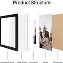 11x14 Picture Frame Set of 2, 11 x 14 Wood Photo Frames with Mat for 8x10, Wooden Frame with Real Glass Cover for Wall and Tabletop Display,Black